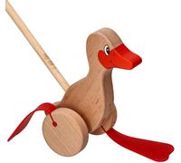 Anatra in legno da spingere per bambini