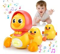 Anatra mamma musicale con giocattolo per neonati che striscia, walker di apprendimento elettromagnetico, miglior regalo per bambini da 6 a 12 mesi, adatto per Natale/Compleanno/Feste Mamma anatra gial