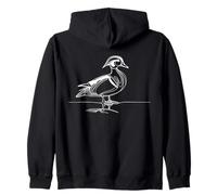 Anatra Mandarina Line Art Ornitologo Felpa con Cappuccio