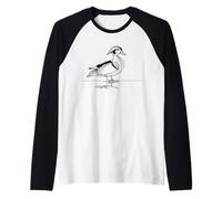 Anatra Mandarina Line Art Ornitologo Maglia con Maniche Raglan