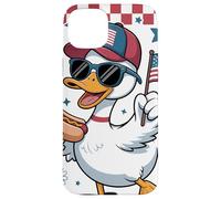 Anatra Patriottica Occhiali Damier Parata 4 Luglio Parade Custodia per iPhone 15 Plus