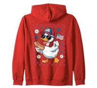Anatra Patriottica Occhiali Damier Parata 4 Luglio Parade Felpa con Cappuccio