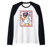 Anatra Patriottica Occhiali Damier Parata 4 Luglio Parade Maglia con Maniche Raglan