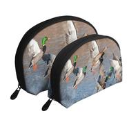 Anatra selvatica, Borsa per trucco a conchiglia Portamonete da donna Borsa da toilette piccola Borsa per cosmetici 2 pezzi
