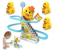 Anatre che salgono le scale, piccola giocattolo per le scale | Set di giocattoli per scivoli per scale da arrampicata con paperella elettrica | Scivolo con papera per bambini dai 3 anni in su,