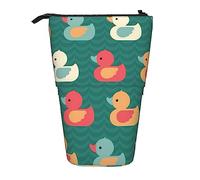 anatre di gomma stampato astuccio penna sacchetto telescopico sacchetto in piedi matita titolare trucco borsa organizzatore cosmetico borsa scatola unisex, Nero , Taglia unica