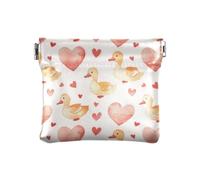 Anatroccolo Acquerello a Forma di Cuore di San Valentino Del Fumetto Delle Donne In Pelle Portamonete Borse Borse Borse Conveniente Mini Cambiamento Portafoglio Tasca, anatroccolo acquerello cuore