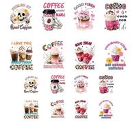 ANATTASOUL 16 Fogli Transfer Ferro su Magliette Calavera Y Café Transfer Pronto per Stampa, Decalcomanie Lavabili per Ferro su Abbigliamento Donna Ragazze, Cappelli, Borse, Fai da Te Craft
