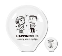 ANATTASOUL 2 cucchiai in ceramica, 9 x 8,5 cm, da cucina, per spatole, pinze, gadget, cucchiaini da caffè, spoon resto per piastra di cottura (coppie felici con frasi)