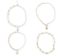 ANATTASOUL 4 pezzi collana da donna con conchiglie boho conchiglie, collana da spiaggia, puka, conchiglie, ciondolo barocco regolabile, collana in oro, collezione di gioielli per ballo di fine anno