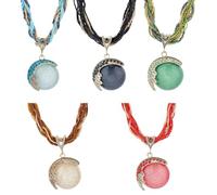 ANATTASOUL 5 collane turchesi di Boemia per donna, con strass, corda intrecciata, regolabile, alla moda, casual, per feste, matrimoni, collane turchesi