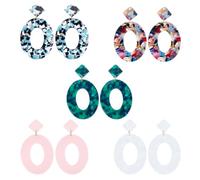 ANATTASOUL 5 paia di orecchini in acrilico da donna, orecchini a goccia colorati, orecchini geometrici, orecchini a cerchio a goccia, orecchini a cerchio melange, bigiotteria, festa in costume