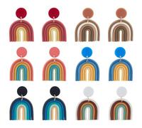 ANATTASOUL 6 paia di Orecchini Arcobaleno Polimerico Tono Orecchini Da Donna Multicolore Arcobaleno Tono Vintage Boemia Nappa A Forma A U Ovale E Forma Tonda Ceramica Orecchini Pendenti Gioielli, Lega