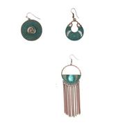 ANATTASOUL 6 paia di orecchini boho turchese bronzo patina vintage country western orecchini da donna retrò con nappa lunga stile cowgirl accessori geometrici per concerti e festival, Lega di acciaio