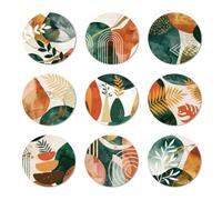 ANATTASOUL 9 Pezzi di Pattern Arte Astratta Piante Sottobicchieri Legno, Sottobicchieri per Bevande,Coaster per Tavolino del Caffè, Decorazione per Cucina e Sala da Pranzo