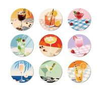 ANATTASOUL 9 Pezzi di Pattern Cocktail Sottobicchieri Legno, Sottobicchieri per Bevande,Coaster per Tavolino del Caffè, Decorazione per Cucina e Sala da Pranzo