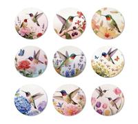 ANATTASOUL 9 Pezzi di Pattern Colibrì e Farfalla Sottobicchieri Legno, Sottobicchieri per Bevande,Coaster per Tavolino del Caffè, Decorazione per Cucina e Sala da Pranzo