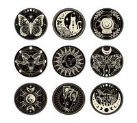 ANATTASOUL 9 Pezzi di Pattern Fasi Lunari Magia Sottobicchieri Legno, Sottobicchieri per Bevande,Coaster per Tavolino del Caffè, Decorazione per Cucina e Sala da Pranzo