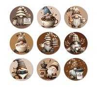 ANATTASOUL 9 Pezzi di Pattern Gnomo del Caffè Sottobicchieri Legno, Sottobicchieri per Bevande,Coaster per Tavolino del Caffè, Decorazione per Cucina e Sala da Pranzo