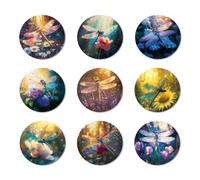 ANATTASOUL 9 Pezzi di Pattern Libellula Fantastica Sottobicchieri Legno, Sottobicchieri per Bevande,Coaster per Tavolino del Caffè, Decorazione per Cucina e Sala da Pranzo