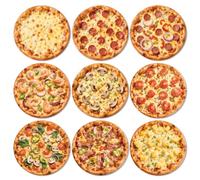 ANATTASOUL 9 Pezzi di Pattern Pizza Realistica Sottobicchieri Legno, Sottobicchieri per Bevande,Coaster per Tavolino del Caffè, Decorazione per Cucina e Sala da Pranzo