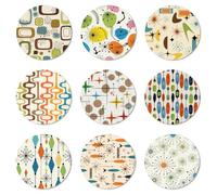 ANATTASOUL 9 Pezzi di Pattern Stile Moderno Di Metà Secolo Sottobicchieri Legno, Sottobicchieri per Bevande,Coaster per Tavolino del Caffè, Decorazione per Cucina e Sala da Pranzo