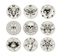 ANATTASOUL 9 Pezzi di Pattern Teschio di Capra di Satana Sottobicchieri Legno, Sottobicchieri per Bevande,Coaster per Tavolino del Caffè, Decorazione per Cucina e Sala da Pranzo