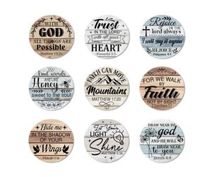 ANATTASOUL 9 Pezzi di Pattern Versi della Bibbia Sottobicchieri Legno, Sottobicchieri per Bevande,Coaster per Tavolino del Caffè, Decorazione per Cucina e Sala da Pranzo