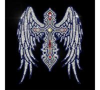 ANATTASOUL Ali Incrociate Strass Ferro su Hotfix, Decalcomania A Trasferimento di Calore Decalcomanie con Strass Bling Patch per Abbigliamento per T-Shirt Abbigliamento Pantaloni Borse 1