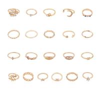 ANATTASOUL Anelli di cristallo di Boemia, stile vintage, per donne, intaglio, luna di fiori, boho, anelli di strass impilabili per adolescenti, feste, uso quotidiano, feste, gioielli, regalo, Metallo