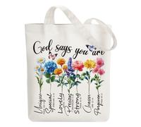 ANATTASOUL Bolsa de tela impresa,Biblia Y Flores de Tela Mujer,Bolsa de transporte para mujer,Canvas Tote Bag Bolsa de tela Aesthetic Bolsa de algodón Bolsa de lona Regalo