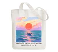 ANATTASOUL Borsa di Tela Shopper Donna Canvas Tote Bag Aesthetic Borse in Tela Cotone Borse Stoffa per la Scuola Lavoro Shopping Riutilizzabili Spesa（Alba E Barca）