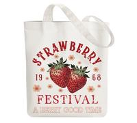 ANATTASOUL Borsa di Tela Shopper Donna Canvas Tote Bag Aesthetic Borse in Tela Cotone Borse Stoffa per la Scuola Lavoro Shopping Riutilizzabili Spesa（Fragola Retrò）