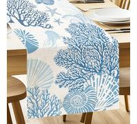 ANATTASOUL Coralli E Conchiglie Runner Tavola Moderno, Estate Runner Colorato, Primaverile Cucina Tavolo Decorazione, Lavabile in Lavatrice, 33 x 183 cm