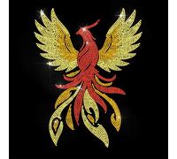 ANATTASOUL Fenice Strass Ferro su Hotfix, Decalcomania A Trasferimento di Calore Decalcomanie con Strass Bling Patch per Abbigliamento per T-Shirt Abbigliamento Pantaloni Borse 1