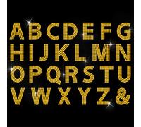 ANATTASOUL Lettere d'Oro Strass Ferro su Hotfix, Decalcomania A Trasferimento di Calore Decalcomanie con Strass Bling Patch per Abbigliamento per T-Shirt Abbigliamento Pantaloni Borse 1