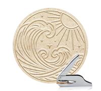 ANATTASOUL Timbro per libri personalizzato con motivo onde e sole, durevole timbro per biblioteca con manico per carta, libri, buste, inviti, certificati, regali