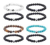 ANATTASOUL Yin Yang Bracciali alla moda per uomini e donne Taiji Yin Yang Feng Shui, braccialetto con perle nere e naturali, colore bianco turchese e nero