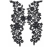 Anawakia 1 paio di ricami autoadesivi in pizzo patch adesive ricamate con pizzo ricami toppe da cucire per decorazione del collo del vestito da matrimonio delle donne (nero)