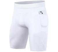 Anawakia Pantaloncini a compressione per uomo Pocket Running Underwear Allenamento Athletic, bianco, L