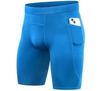 Anawakia Pantaloncini a compressione per uomo Pocket Running Underwear Allenamento Athletic, Blu, L
