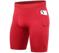 Anawakia Pantaloncini a compressione per uomo Pocket Running Underwear Allenamento Athletic, Rosso, L