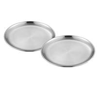 Anawakia Set di 2 piatti rotondi in acciaio inox, piatti piani (argento, 14 cm)