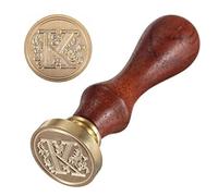 Anawakia - Timbro per sigillo, stile vintage, con sigillo a forma di cera, dalla A alla Z, con manico in legno, 26 lettere, fai da te, 1 pezzo, lettera K