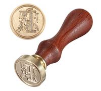 Anawakia - Timbro per sigillo, stile vintage, con sigillo a forma di cera, dalla A alla Z, con manico in legno, 26 lettere, fai da te, in legno, 1 pezzo, lettera F