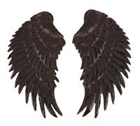 Anawakia Toppa da applicare con ferro da stiro su toppe con paillette, ricamo, motivo ali d'angelo, per magliette, jeans, vestiti, borse, 1 paio (nero, L 34,5 x 16 cm)
