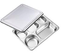 Anawakia Vassoio per pasto in acciaio inox con 4/5 scomparti, vassoio per mensa scolastica personale sala da pranzo