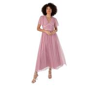Anaya with Love Abito da Donna Midaxi da Donna, con Scollo a V, a Maniche Corte, con Nastro, A-Line, in Tulle per Matrimonio, Guest e Ballo, Confezione da 1