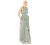 Anaya with Love Abito lungo da donna con scollo all'americana, maniche lunghe, cintura, verde (verde foresta) 52