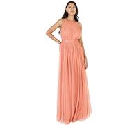 Anaya with Love Ladies Maxi Dress for Women Halter Neck Long Sleeveless with Belt A Line Evening Gown Ball Prom Wedding Guest Bridesmaid Vestito, Coral Pink, 46 Donna